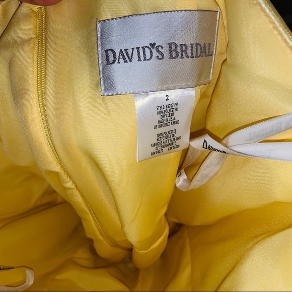 David’s Bridal Yellow Strapless Dress!  Size 2 - Picture 4 of 5